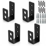 2x4 Door Barricade Brackets, 4 Pack Heavy Duty Door Security Brackets with Screws and Anchors, Open Bar Holder U Bracket for Hom