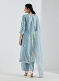 Gosriki Women'S Cotton Blend Straight Printed Kurta With Pant & Dupatta (Mataji Blue-Gs_Xl_Blue_X-Large),Blue,,B0D4VJ8444