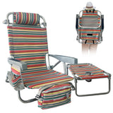 WKFAMOUT Backpack Beach Chair Aluminum with Folding Camping Table 5-Position Lay Flat Lounge Chair Outdoor for Adults with Insul