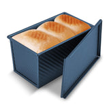 KITESSENSU Pullman Loaf Pan with Lid, 1 lb Dough Capacity Non-Stick Bakeware for Baking Bread, Carbon Steel Corrugated Bread Toa