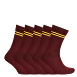 Iva Mozotia Maroon Socks With Yellow Striped Cotton Calf Length School Socks Kids Cotton Uniform Socks Uniform Socks For Boys An