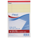Mead Canary Junior Legal Pads, 5 x 8 Inch, 4 Pack 50 Sheets (59382)