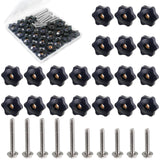 40Pcs 1/4-20 T Track Knob Kit,Hex Thread Knob Nuts,T Bolts for T Track,T-Track Accessory for Woodworking Fixtures Fixing to T-Tr