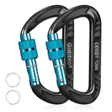 Gabbro Carabiner Clips Heavy Duty 12kN (2697 lbs), | Locking, 3.2 Inch, Aluminum, Lightweight, 2 Pack | for Hammock, Hiking, Cam