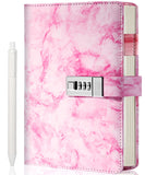 Cagie Marble Diary With Lock For Girls And Women, Waterproof Journal With Lock 192 Pages Secret Girls Locked Diary With Pen, Pas