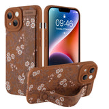 Ufbara Compatible with iPhone 14 Case for Women Men, Cute Flower Floral Pattern, Built in Adjustable Metal Wrist Strap Grip Hand