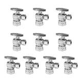 (Pack of 10) EFIELD 1/2 FIP Iron Pipe x 3/8 Compression Chrome 1/4-Turn Angle Stop Water Shut-off Ball Valve