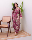 Anni Designer Women'S Rayon Viscose Straight Printed Kurta With Pant (Elevate Rani-Vks02_Xl_Pink_X-Large),Pink,XL,Rayon,Regular,