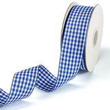 PQZKLDP Royal Blue and White Gingham Ribbon 1 inch Plaid Ribbon Flower Bouquet Wreath Gift Wrapping Checked Ribbon 100% Polyeste