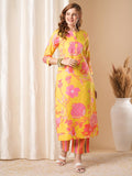 Anni Designer Women'S Rayon Blend Straight Printed Kurta With Pant (Kalol Yellow-Vks01_S_Yellow_Small),Yellow,S,,,
