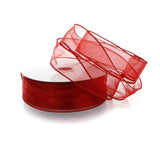 Ribbon Traditions 1.5 Wired Sheer Organza Ribbon Red 50 Yards