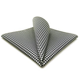 Shlax&Wing Checked Black White Handkerchieves Mens Neckties Hanky Pocket Square