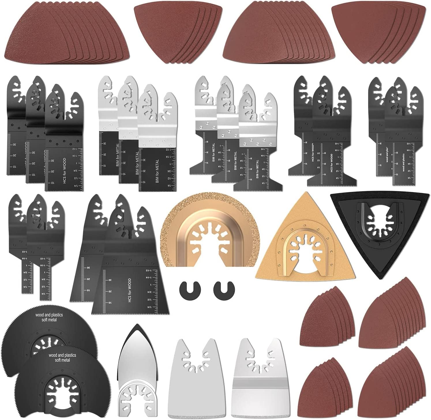 Protoiya 87 PCS Oscillating Tool Blades, Wood Metal Plastic Quick Release Oscillating Multitool Saw Blades Accessories with Sand