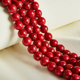 45pcs 8mm Natural Red Turquoise Beads Gemstone Beads Round Loose Beads for Jewelry Making