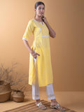 Libas Women'S Cotton Straight Kurta (8479Mj_Yellow Yellow S