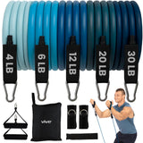Vive Resistance Bands with Handles (11 Pcs) - Tube Rehab Band Set - Shoulder Pulley Door Anchor - 2 to 70 LBs Tension - Home Wor