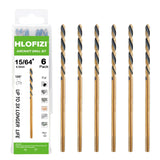 HLOFIZI 15/64 x 6 Inch Extra Long Drill Bits (6 Pack), Aircraft Drill Bit Black and Gold M2 HSS for Wood, Plastic, Thin Metal Sh