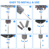 Duster with Extension Pole for Cleaning Ceiling Fans, High Ceilings, in Addition, Dusters for Cleaning Can Also Be Used for Low