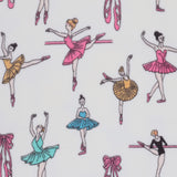 Mook Fabrics Printed Super Soft Velour Fleece (60'' Wide) Double Brushed - Ballerina, White Cut by The Yard