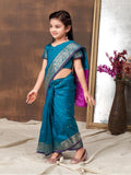 Aarika Girls Ethnic Wear Rama Green Colour Krishma Silk Saree (3-9 Years) Rama Green 7 Years-8 Years