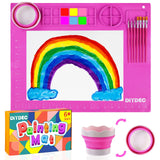 DIYDEC Silicone Painting Mat for Kids 20X16 Inch Large Art Mat with Detachable Cup &10 Painting Brushes Craft Sheets for Boy Gir