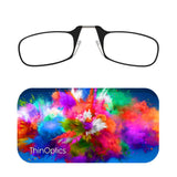 ThinOptics Universal Pod Case + Rectangular Reading Glasses, Color Explosion, 44mm + 1