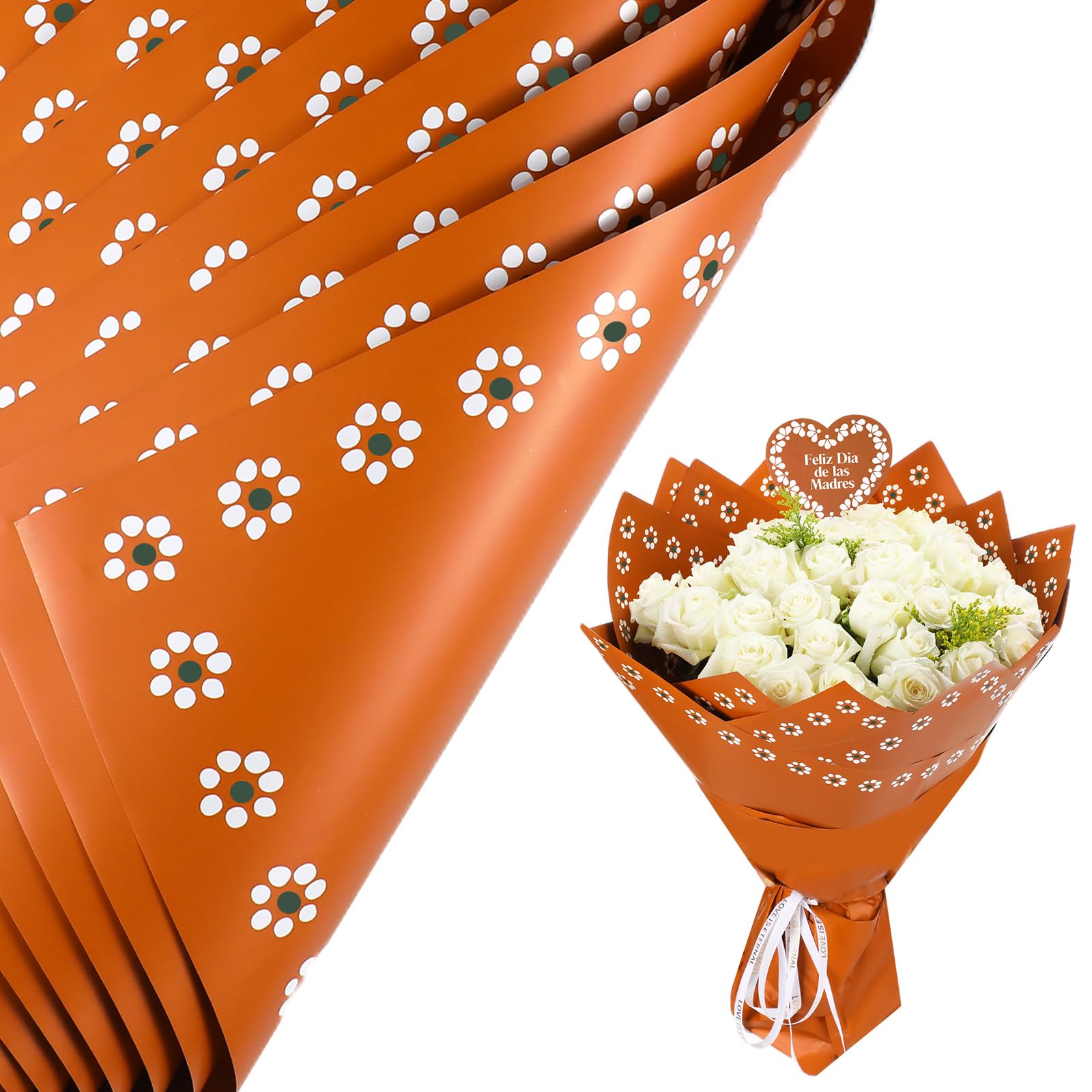 Fullhawl 20 Sheet Mexican Flower Wrapping Paper De Barro Waterproof Flower Bouquet Wrapping Paper for Cielito Lindo Party Baby S