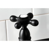 Kingston Brass Ks1270Axbs Heritage Bridge Kitchen Faucet, 8-9/16 In Spout Reach, Matte Black