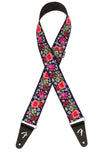 Fender Mosaic Jacquard Guitar Strap, Adjustable from 31.5-55, Leather Ends, Blue