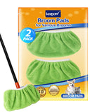 KEEPOW 2 Pack Microfiber Broom Cloth Covers, Reusable Broom Pads Baseboard