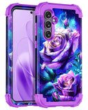 Miqala for Galaxy S23 FE 5G Case,Glow in The Dark Three Layer Heavy Duty Shockproof Full Body Protection Hard Plastic Bumper+Sof