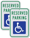 Aluminum Handicap Parking Sign - 18 x 12 inch, ADA Accessible, Reflective Blue (2pcs)