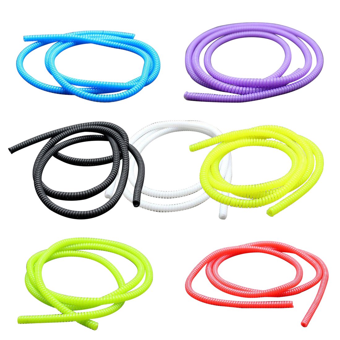 VizGiz 7 Pack Spiral Cable Protector Sleeve Saver Universal USB Charging Cable Cover Cord Rope Wrap Strain Relief Anti-Fracture 