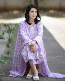 Anni Designer Women'S Cotton Blend Printed Straight Kurta With Pant & Dupatta (Zuri Purple-Vks01_M_Purple_Medium),Purple,M,,,