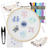Picknmake Diy Zodiac Sign Keychain Making Kit Embroidery Kit For Beginners, Cross Stitch Kit For Astrology Lovers Includes T