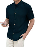 Toplot Men'S Polyester Solid Regular Fit Shirt (Popcorn-Mandarin-5210-Teal-M_Teal Medium,Teal,,B0DK53KNSF