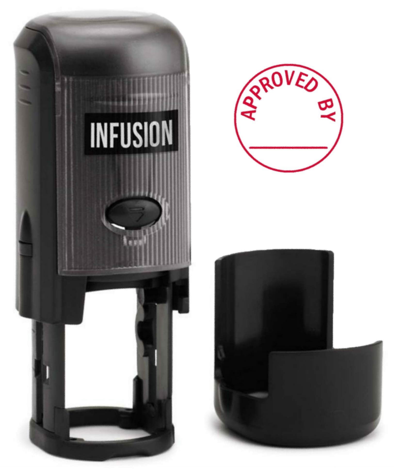 Infusion Approved By Round Self-Inking Stock Rubber Stamp (3/4'' Diameter) - Red Ink