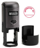 Infusion Approved By Round Self-Inking Stock Rubber Stamp (3/4'' Diameter) - Red Ink