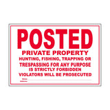 50 Per Pack Posted White Private Property Sign by WristCo - 8 x 12 Outdoor, Weatherproof Tear- Resistant Tyvek high Visibility f
