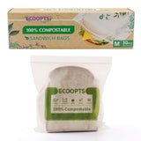 100% Compostable Sandwich Zip Bag | ECO-Friendly Food Storage Bags | Freezer Bag | Plant-Based BPA-free | Seal well for Fruit,Fo