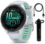 Wearable4U Garmin Forerunner 265S Music GPS Running 42 mm Smartwatch, Whitestone with AMOLED 1.1in Touchscreen Display E-Bank Bu