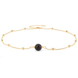Aobei Pearl Lava Stone Pendant Necklace 18K Gold Satellite Chain Choker Essential Oil Diffuser Jewelry for Women 16''