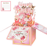 2nd Birthday Card with Envelopes for Girls, Birthday Decorations for Daughter, Bday Gift Box for 2 Year Old, Unique Handmade Fol