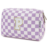 Narwey Birthday Gifts for Women Teen Girls Kids Personalized Initial Makeup Bag Monogram Preppy Cosmetic Bag Trendy Stuff 6 8 10