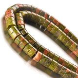 Tashidelek 1 Strand Natural Stone 3*6MM Gemstone Tube Rondell Spacer Loose Stone Beads (105-110PCS) Unakite