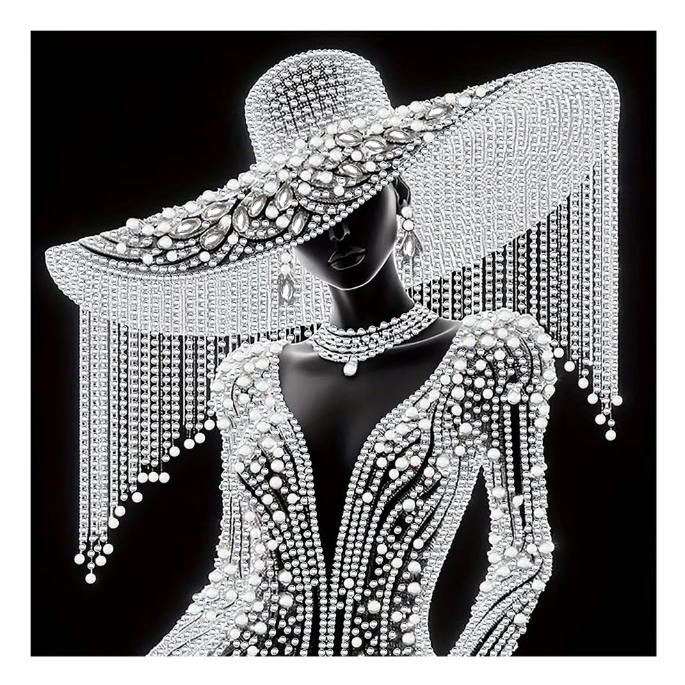 FHBUBPUP Special Shape Diamond Art Painting Kits for Adults, 5D Diamond Art for Beginners Elegant Woman- Diamond Dot Rhinestones