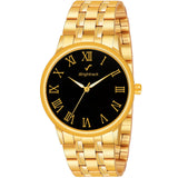 Wrightrack Astrological Full Roman Golden Stainless Steel Bracelet For Luck And Prosperity Men'S Analog Watch (Y-Black, Standard