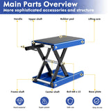 1100 LB Motorcycle Center Scissor Lift Jack ATVs Dirt Bike Scooter Crank Hoist Stand, Blue