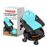 Traxion 2-707 Progear Mobile Rolling Gear Seat - Aqua Edition with Adjustable Height, Equipment Tray, and Five 5 All-Terrain Cas