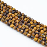 Asingeloo Faceted Tiger Eye Beads Natural Gemstone Loose Beads 8mm Crystal Energy Stone Beads Healing Power Gemstones for Jewelr